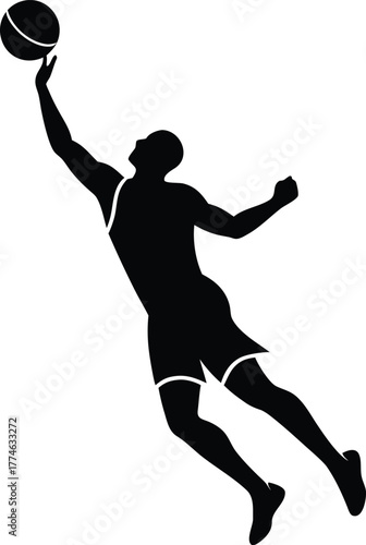 Basketball player dunking silhouette slam dunk jump