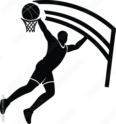 Basketball Player Dunking Silhouette slam dunk sport