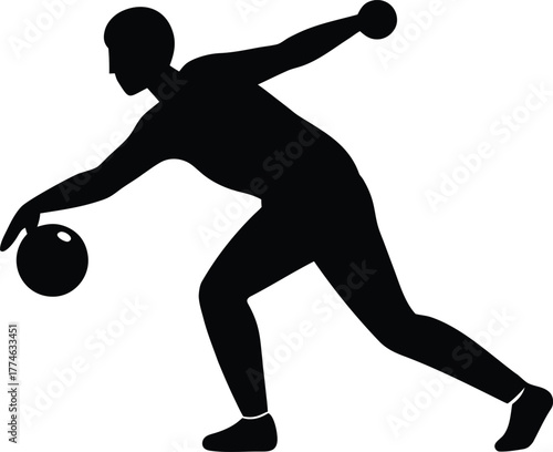 Black Silhouette of a Person Bowling player