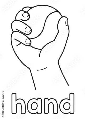 coloring book hand holding small ball for playtime