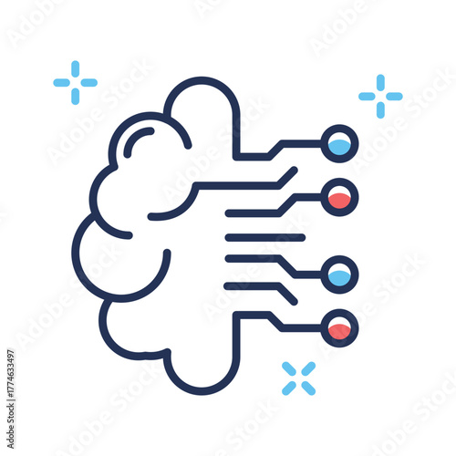 Modern AI neural network icon symbolizing deep learning and data connections.
