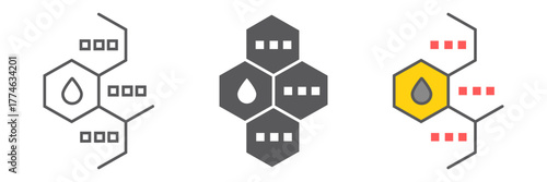 Oil molecule icon, chemical and molecular, oil formula sign, vector graphics, a linear pattern on a white background. editable stroke