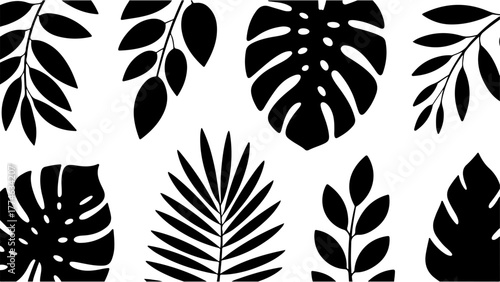 Tropical Leaves Silhouettes Set