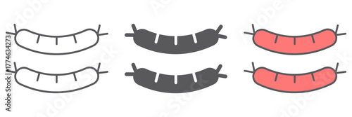 Fried sausages icon, food and meat, grilled sausage sign, vector graphics, a linear pattern on a white background.