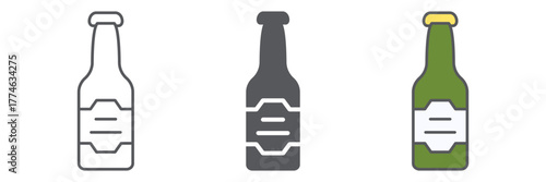 Beer bottle icon, drink and alcohol, lager sign, vector graphics, a linear pattern on a white background.