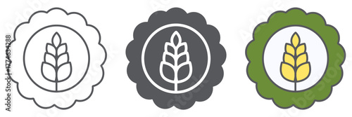 Wheat badge icon, drink and brewery, craft beer badge sign, vector graphics, a linear pattern on a white background.