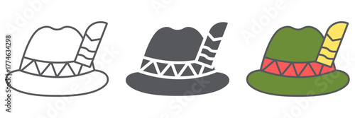 Oktoberfest hat icon, bavarian and cap, bavaria hat sign, vector graphics, a linear pattern on a white background.