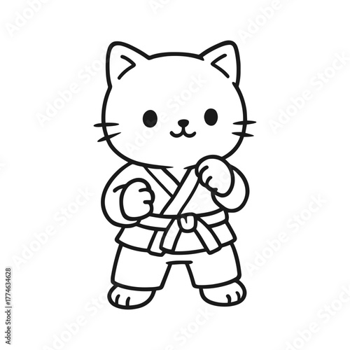 Martial arts cats. Hand-drawn coloring pages