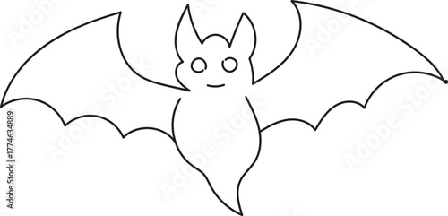 PrintIllustration of a cute bat with spread wings isolated on transparent background, perfect for halloween decorations