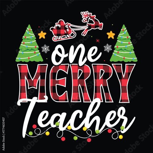 One Merry teacher Christmas Decorative Designs, One Merry Family Christmas Decorative Designs
