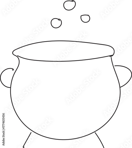 Cauldron isolated on transparent background, a classic symbol of witchcraft, often associated with potions and magic spells