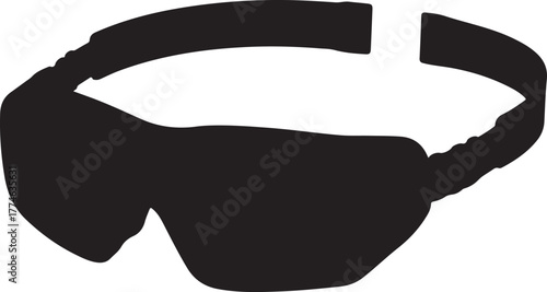 black silhouette of safety goggles on white background, vector