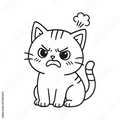 Cat is angry. Hand-drawn coloring pages