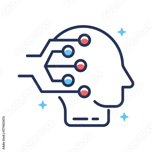 Artificial intelligence head icon symbolizing human machine interaction.