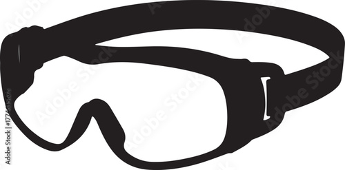 black silhouette of safety goggles on white background, vector