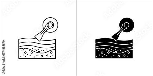 Dermaroller treatment icon showing skin layers and roller