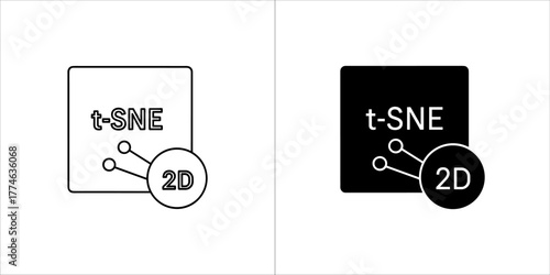 Tsne 2d dimensionality reduction icon, outline and solid