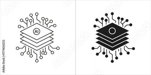 Ai chip icon, artificial intelligence processor technology