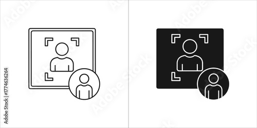 Facial recognition icon with outline and solid versions