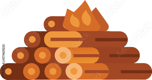 vector art of firewood isolated on white background