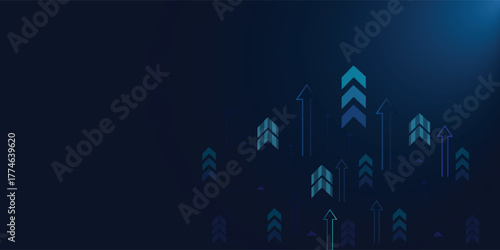 Arrow Up Growth Investment Technology, Illustrating Trade Increase to Success with Financial Data Graph and bullish momentum