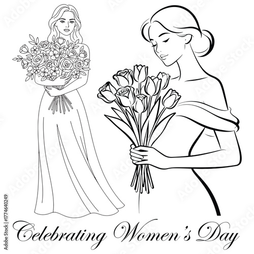 Elegant women holding tulip bouquets a celebration of femininity and beauty