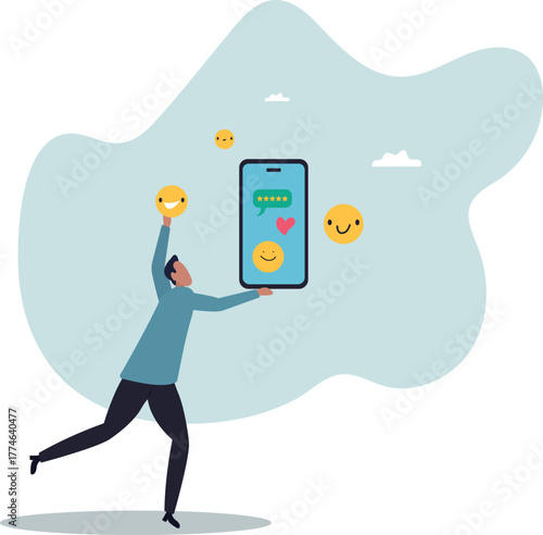 Customer feedback from mobile application, rating or user experience, scoring and satisfaction, product quality and online survey.about a man and his life.