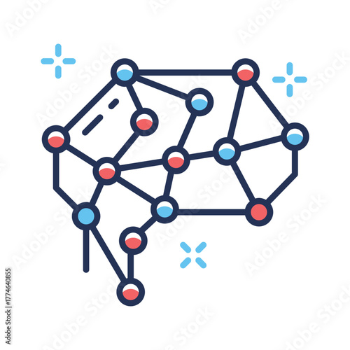 Neural network icon symbolizing deep learning and AI data processing.