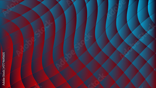 Red blue wave mosaic abstract background