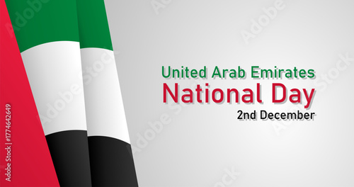 United Arab Emirates National Day Vector Design Template with Red Green White Black Flag for greeting card poster and banner