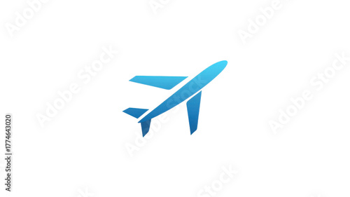 Blue Airplane Icon on white Background