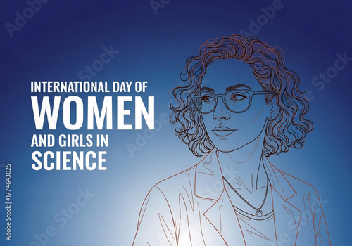 International day of women and girls in science illustration celebrating achievement and diversity in stem fields