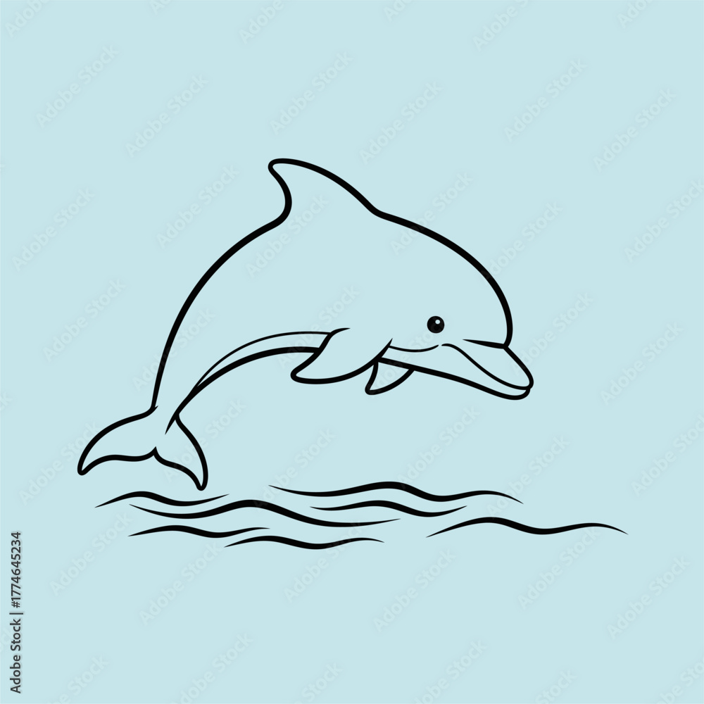 Obraz premium A playful dolphin leaps joyfully above the ocean waves, showcasing its agility in a serene seascape