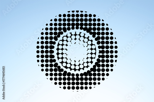 Abstract circular design featuring a gradient background with dotted patterns and symmetry