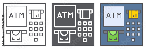 ATM line icon, finance and cash, banking machine sign, vector graphics, a linear pattern on a white background.