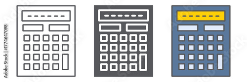Calculator line icon, mathematics and accounting, calculate sign, vector graphics, a linear pattern on a white background.