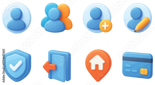 Set of Account and profile 3d icons