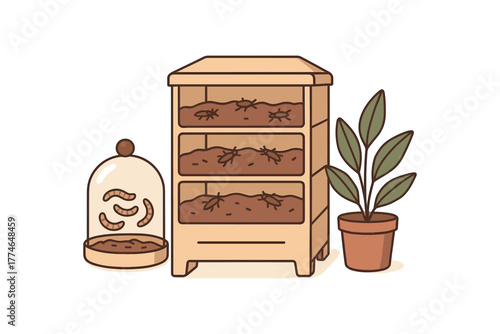 home insect farm kit for beginners compact setup and sustainable living solution flat vector illustration style isolated on white background