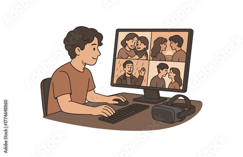 immersive memory designer crafting emotional virtual experiences from past events flat vector illustration style isolated on white background