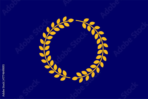 Golden laurel wreath emblem on a deep blue background, symbolizing victory and achievement