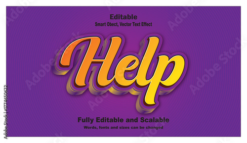 Help text effect support, care, guidance, aid, assist, friendly typography design.