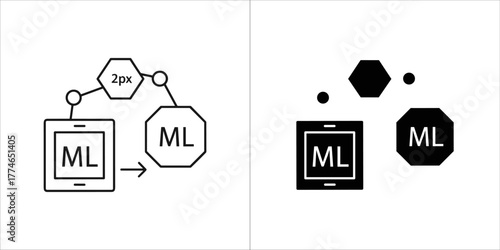 Machine learning concept with mobile phone and hexagons