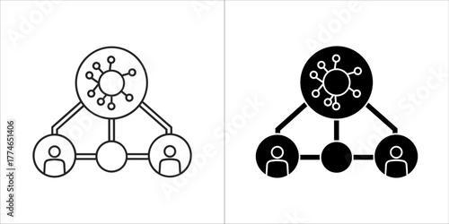 Network diagram with central node and three nodes