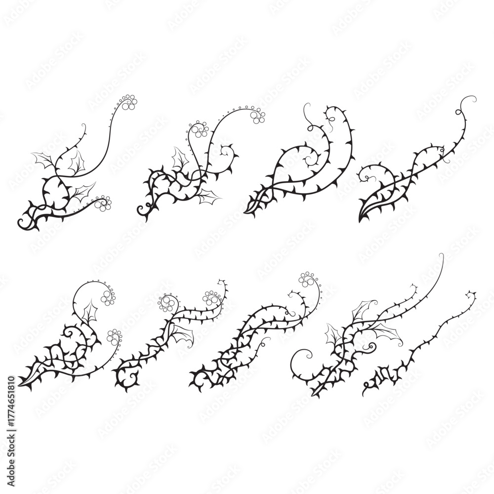 Obraz premium Decorative Swirl Ornament. Elegant Floral Decoration Set