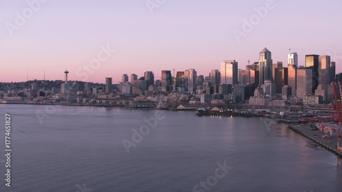 Wallpaper Mural Aerial view of Seattle skyline at dusk.  Torontodigital.ca