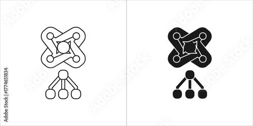 Abstract network structure and hierarchy icons