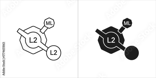Abstract diagram with l2 and ml labels, outline and filled versions