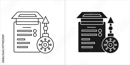 Document with virus and arrow icon