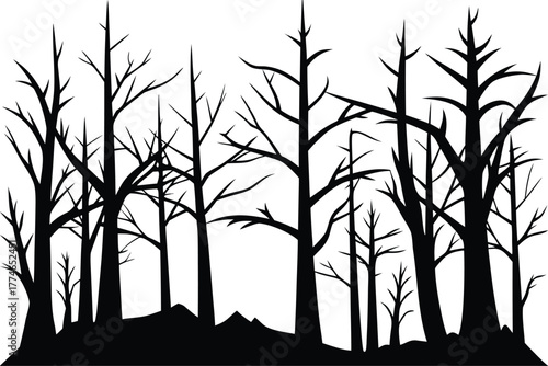  forest with dead trees silhouette vector illustration