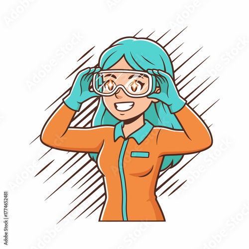 Enthusiastic female scientist ready for work safely